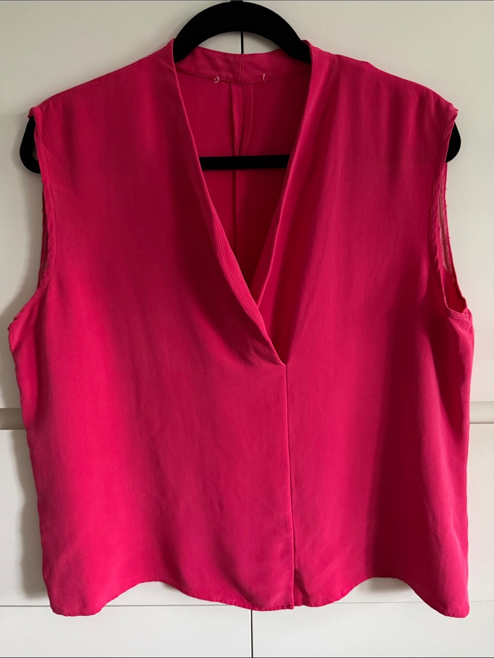 Sleeveless V-Neck Blouse in Hot Pink - Women's Top